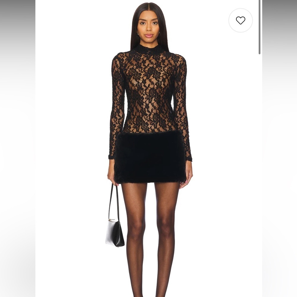 Leslie Amon Maya Mini Dress in Black Lace
